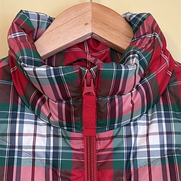 Lands’ End | Classic Red White Green Plaid Zip Front Down Puffer Vest M (8-10) - Picture 6 of 17